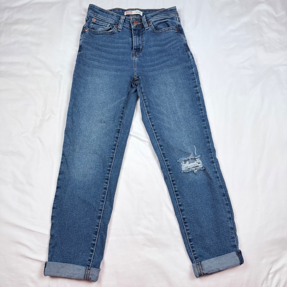 Signature by Levi Strauss Womens Boyfriend Jeans Medium Wash Blue Size 2 W26
